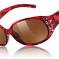 Red Tortoiseshell Frame & Tea Lens / 57 Millimeters | B0H3K92XGL | FEISEDY Women's Polarized Sunglasses Wrap Around Rhinestone Design Fashion Sunnies UV400 Protection B1091