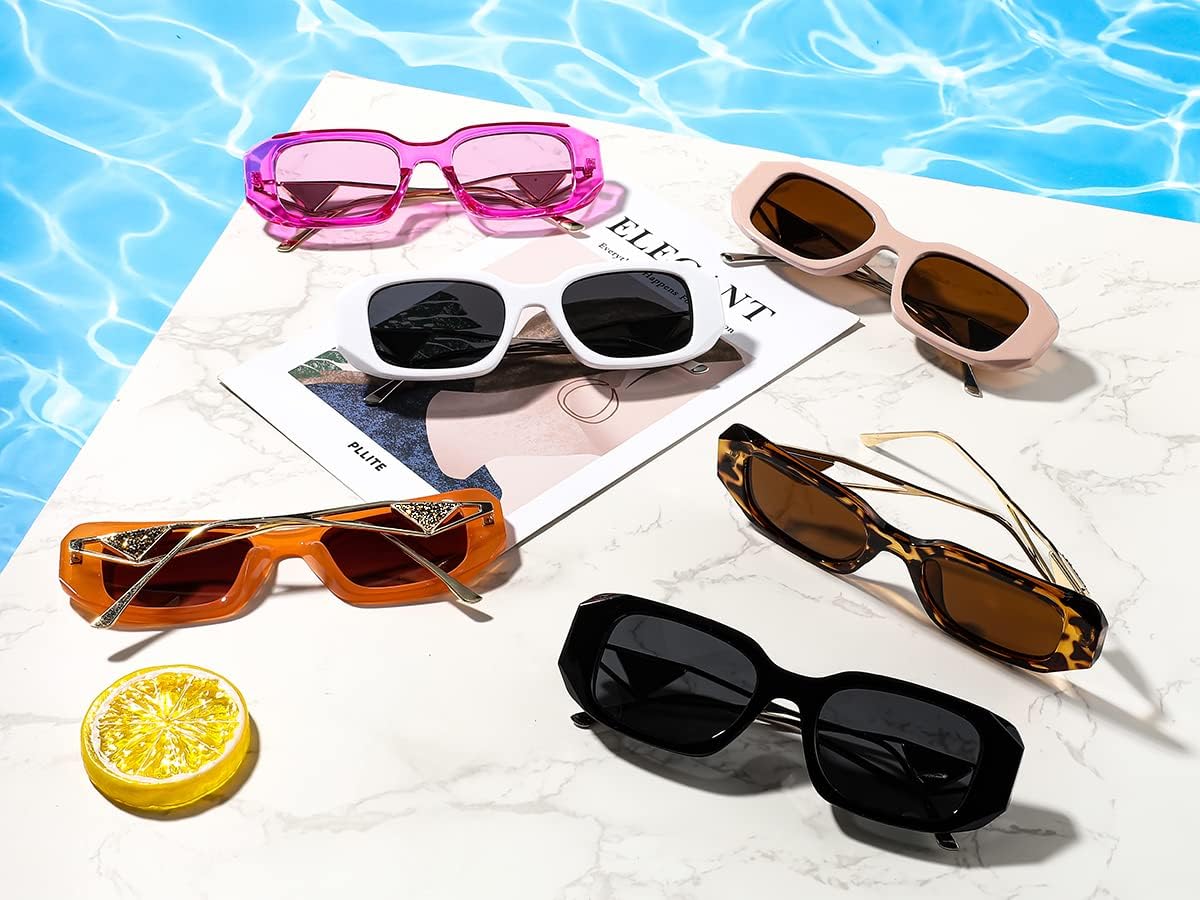商品图片 7 | B0BV5YP1F2 | FEISEDY Retro Rectangle Sunglasses for Women Trendy Small Square Sunglasses 90s Vintage Shades B2968