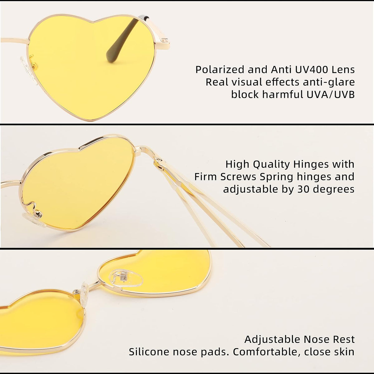 ÉÌƷͼƬ 46 | B0BP6HX1R6 | FEISEDY Polarized Heart Sunglasses Women Men Metal Frame Cute Lovely Glasses UV400 Protection B2375