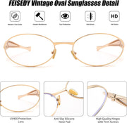 ÉÌƷͼƬ 17 | B0FH4FH8VH | FEISEDY Retro Oval Sunglasses Women Men - Gold Metal Chunky Frame, UV400 for Driving & Daily Wear B0312