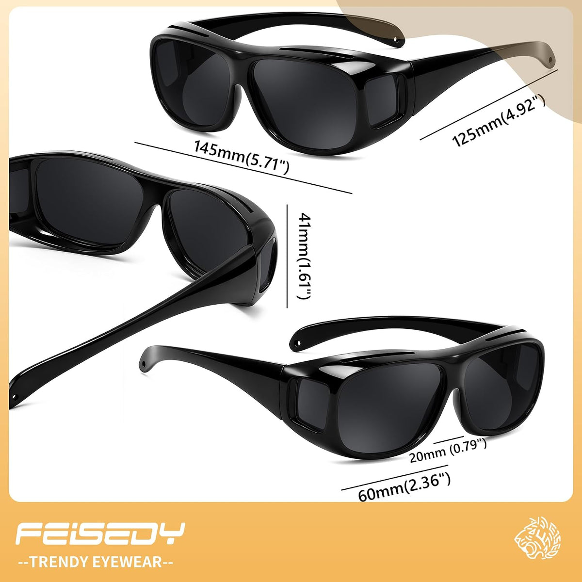 ÉÌƷͼƬ 5 | B0FWBRF3SR | FEISEDY Fit Over Glasses Sunglasses, Work Safety Goggles for Men Women, Wrap Around Sunglasses Outdoors B0343
