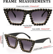 ÉÌƷͼƬ 23 | B09V7X56D4 | FEISEDY Women Crystal Square Cat Eye Sunglasses Sparkling Trendy Retro Cateye Sunglasses B2898