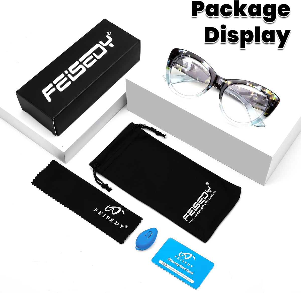 商品图片 21 | B0DFPWRH8W | FEISEDY Cat-Eye Blue Light Reading Glasses for Women Thick Fashion Anti- Glare Digital Eyestrain Readers B0230