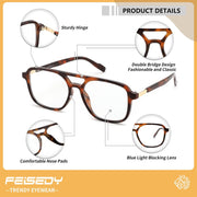 ÉÌƷͼƬ 41 | B0DPLTC8K6 | FEISEDY Vintage Square Blue Light Blocking Glasses Women Men 70s Flat Aviator Glasses Computer Anti Glare B0062