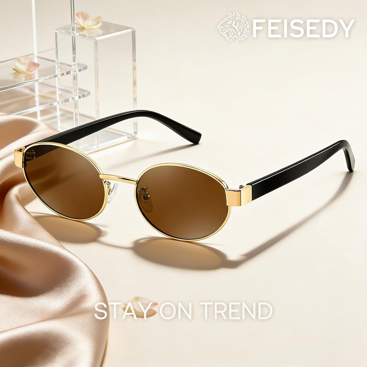 ÉÌƷͼƬ 17 | B0GK19LPFF | FEISEDY Retro Oval Metal Y2K Sunglasses for Women Men Small Frame B0402
