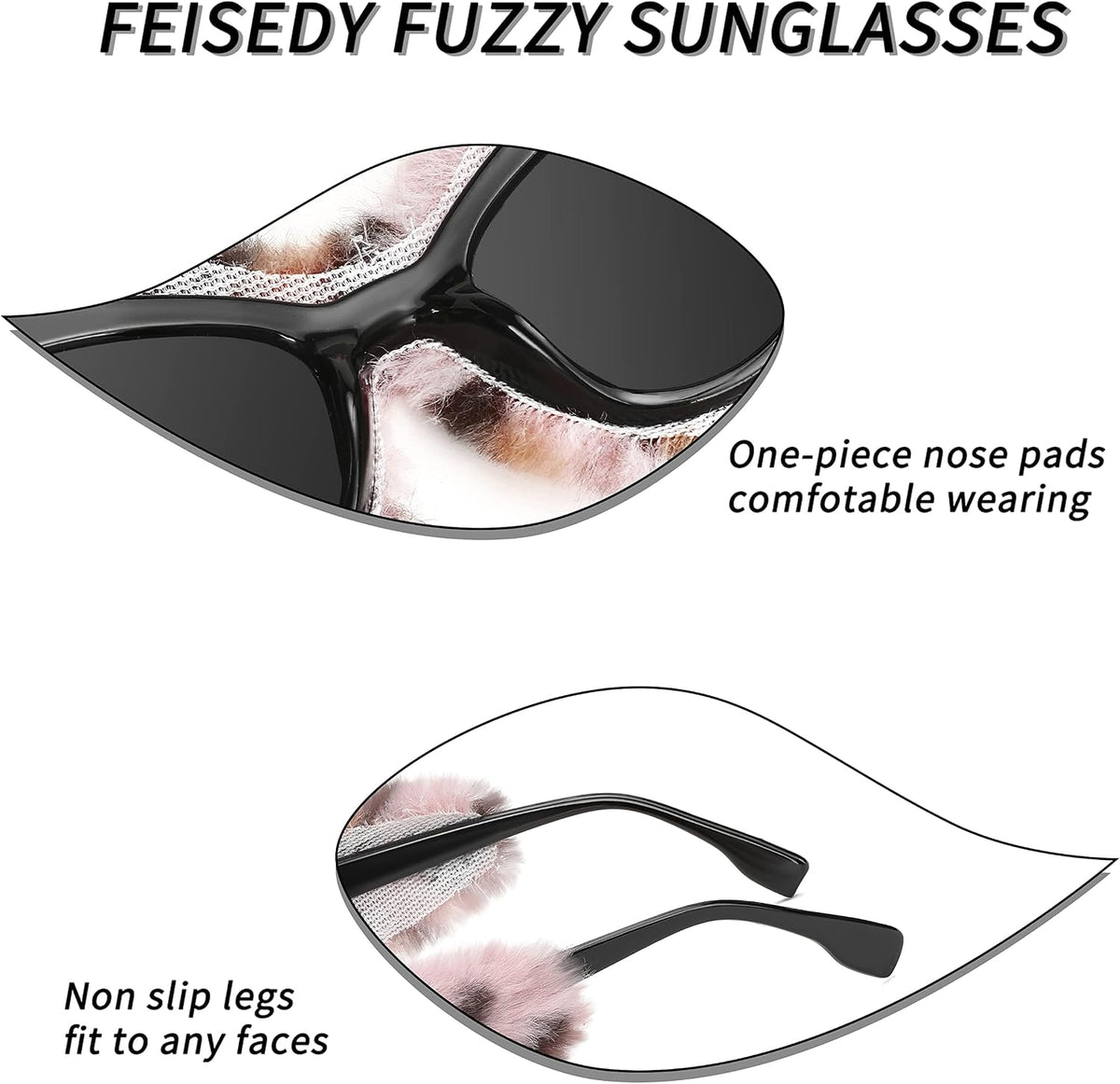 ÉÌƷͼƬ 42 | B09PN9V5N6 | FEISEDY Sunglasses Women Plush Fuzzy Soft Velvet Party Masquerade B2877
