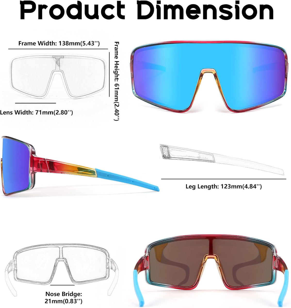 ÉÌƷͼƬ 38 | B0C785JPH3 | FEISEDY Sports Sunglasses, Polarized Oversized Shield for Women Men Youth, Baseball Cycling Running Outdoor Visor B2988