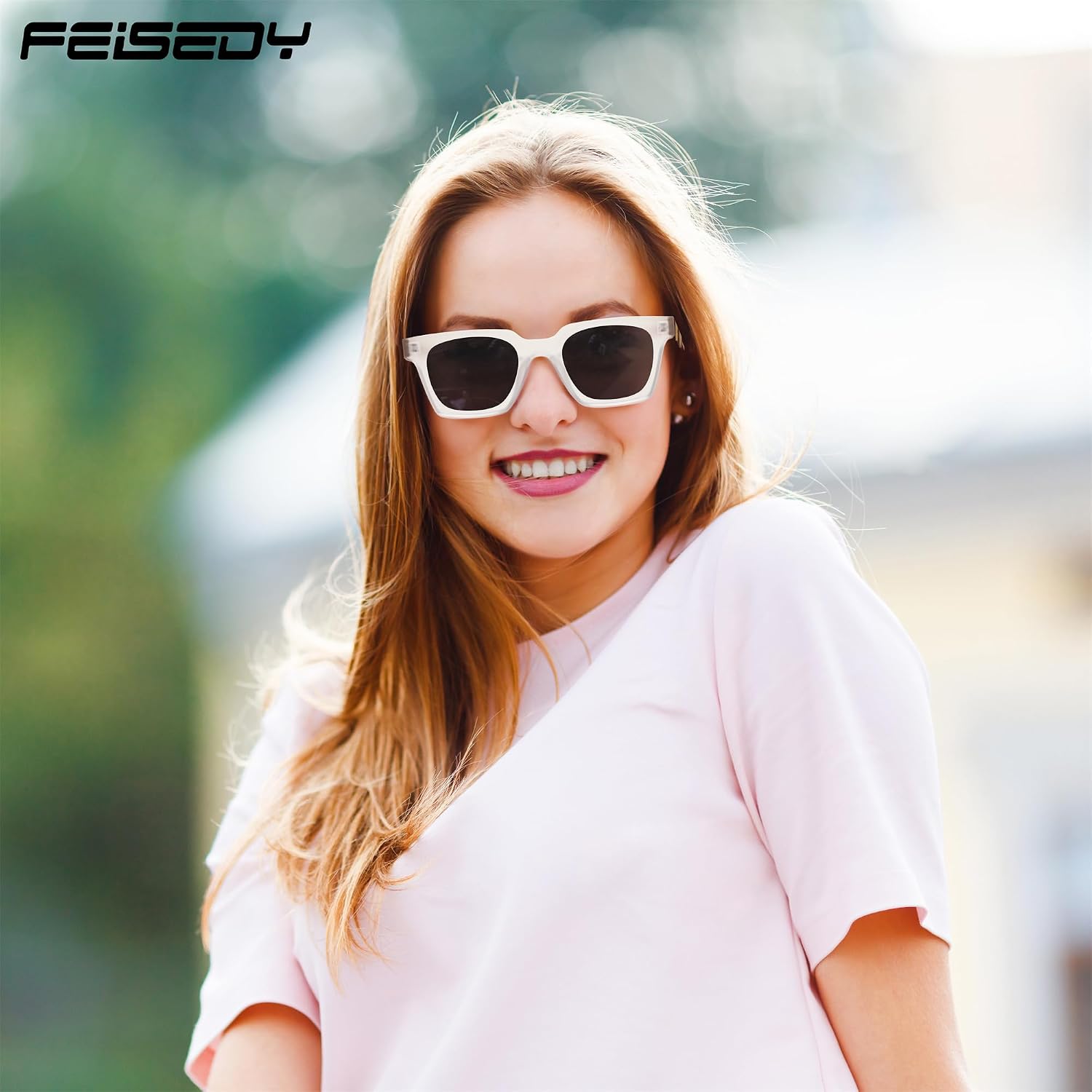 商品图片 30 | B0D7CC769X | FEISEDY Retro Square Sunglasses Women Men Trendy Rectangle Thick Frame Shades Classic Designer Sun Glasses B0198