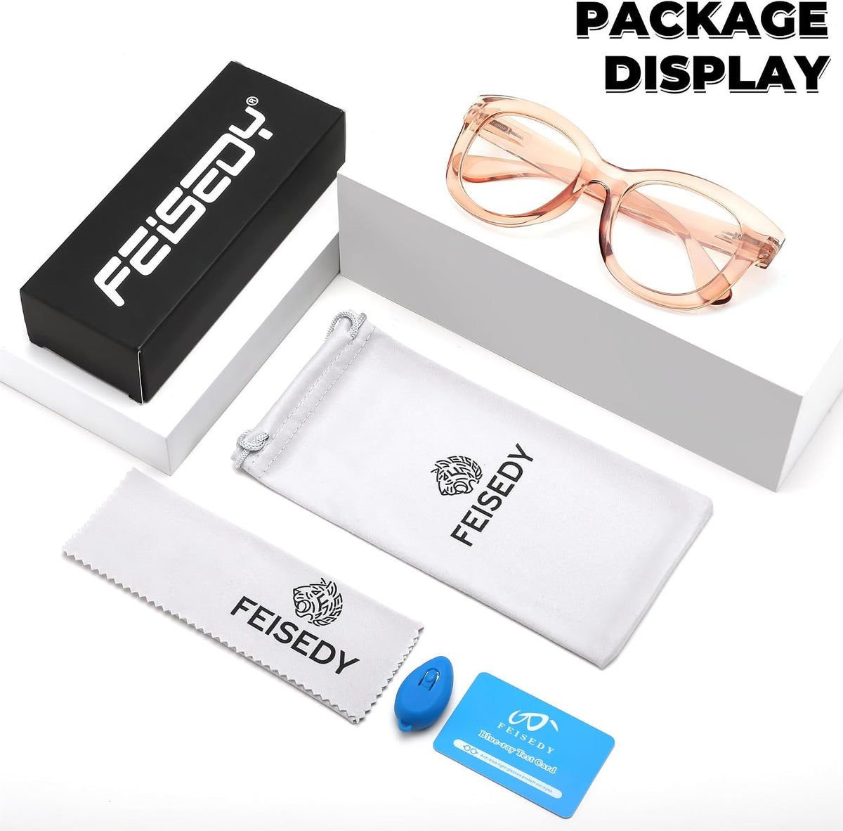 ÉÌƷͼƬ 24 | B0DSP9ZRGV | FEISEDY Retro Blue Light Glasses for Women Men, Thick Square Glasses Blue Light Blocking, Anti Glare Digital &Eyestrain B0278