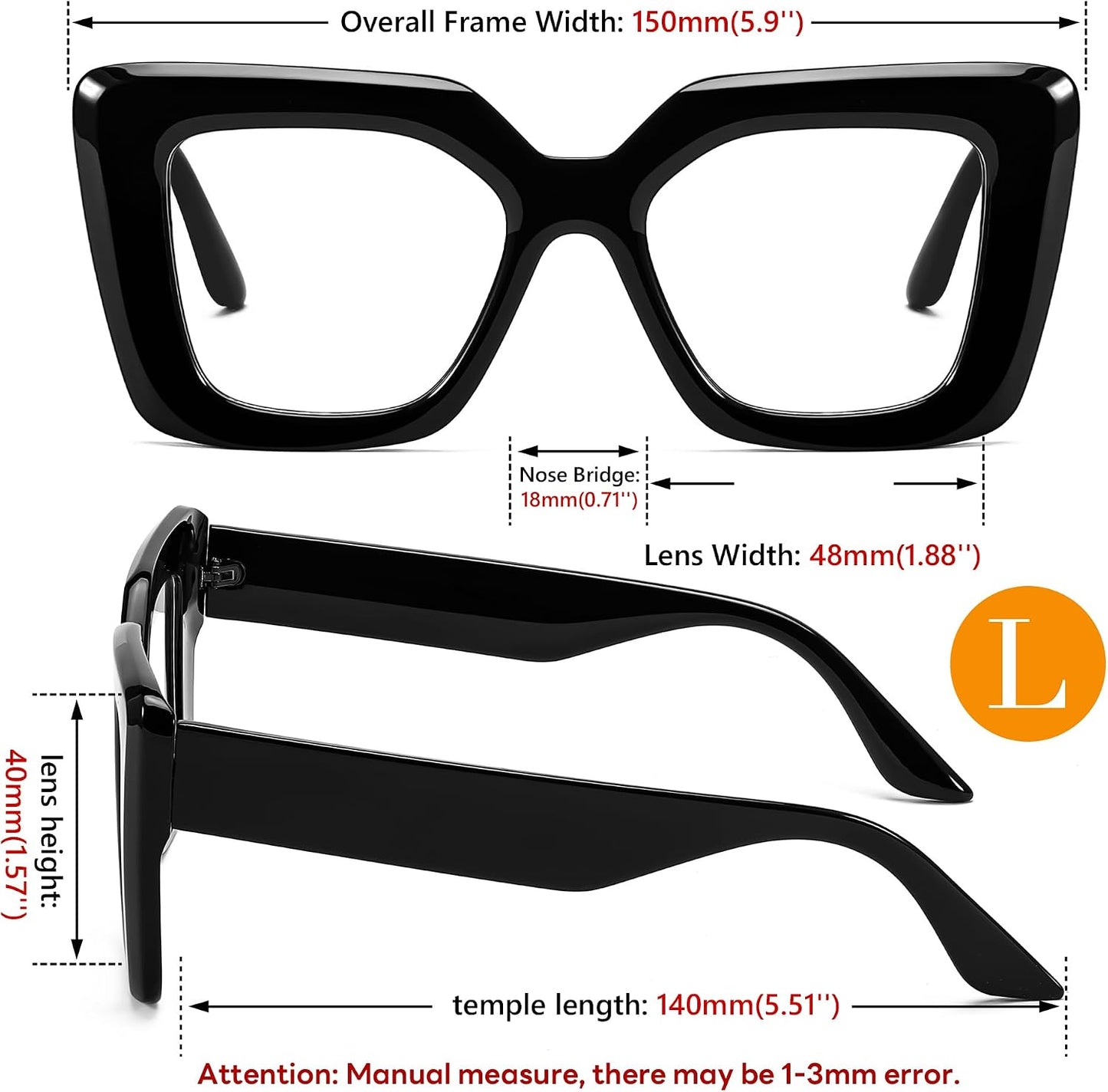 商品图片 15 | B0CSS4158B | FEISEDY Oversized Square Blue Light Blocking Glasses for Women Men Fashion Computer Glasses Reduce Eye Strain B0111