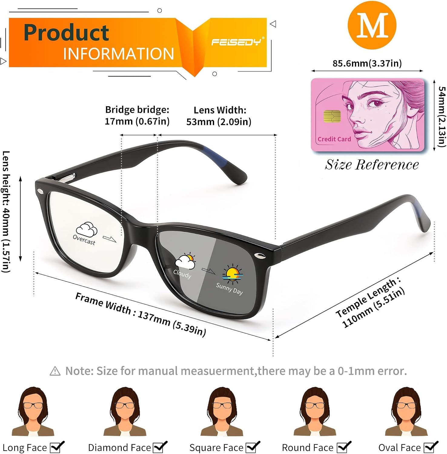 商品图片 11 | B0GKNCMTFX | FEISEDY Blue Light Blocking Photochromic Glasses UV400 Protection B1264
