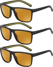 3pack-dark Yellow / 60 Millimeters | B0F8HXJTN8 | FEISEDY Polarized Sunglasses for Men and Women Lightweight Frame Sun Glasses with UV400 Protection for Driving Fishing B0301