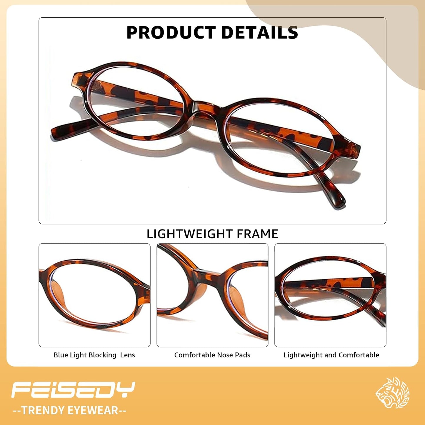 商品图片 27 | B0DKNKBFBX | FEISEDY Y2K Retro Oval Nerd Blue Light Glasses for Women B0258