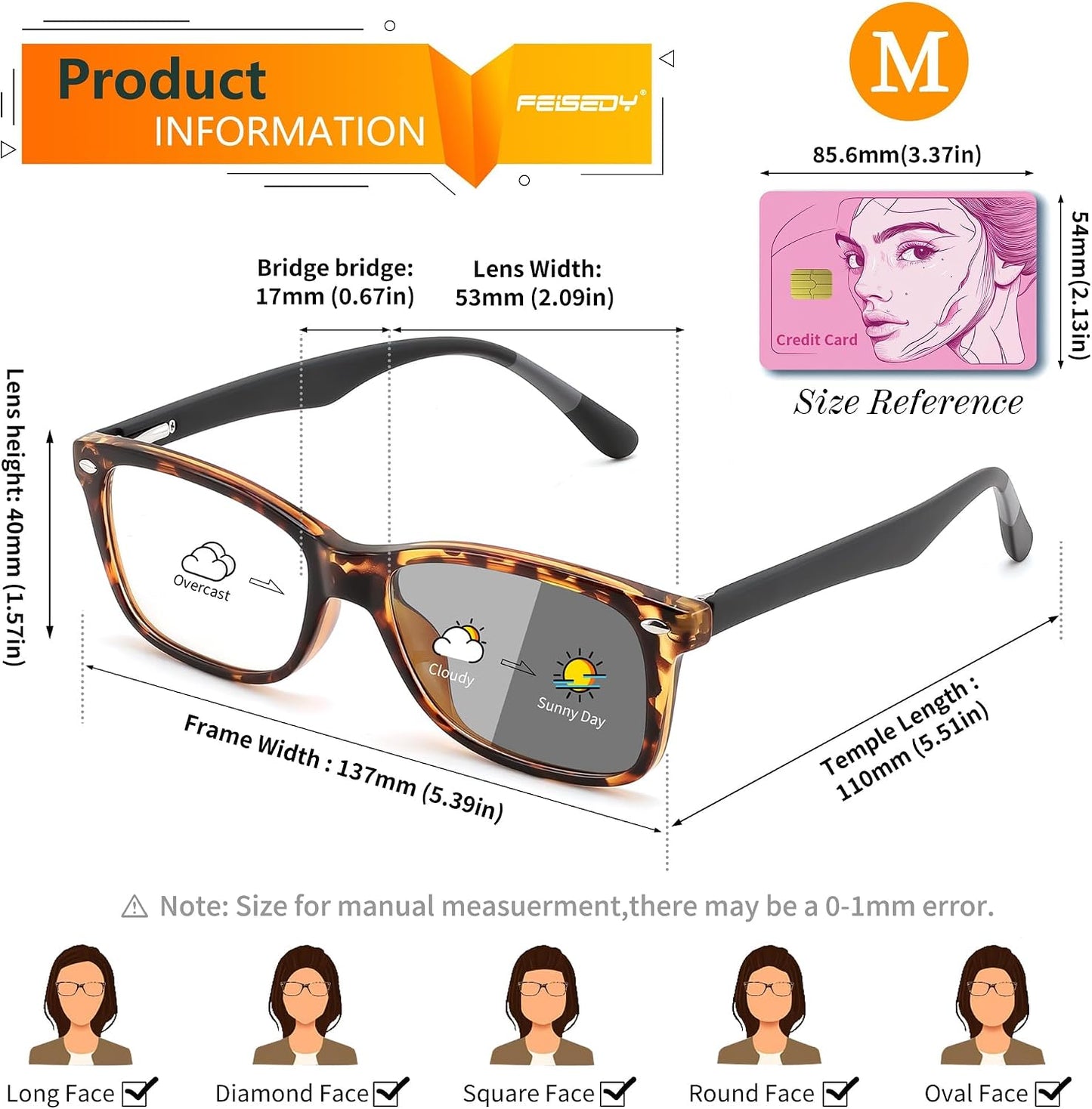 商品图片 23 | B0GKNCMTFX | FEISEDY Blue Light Blocking Photochromic Glasses UV400 Protection B1264
