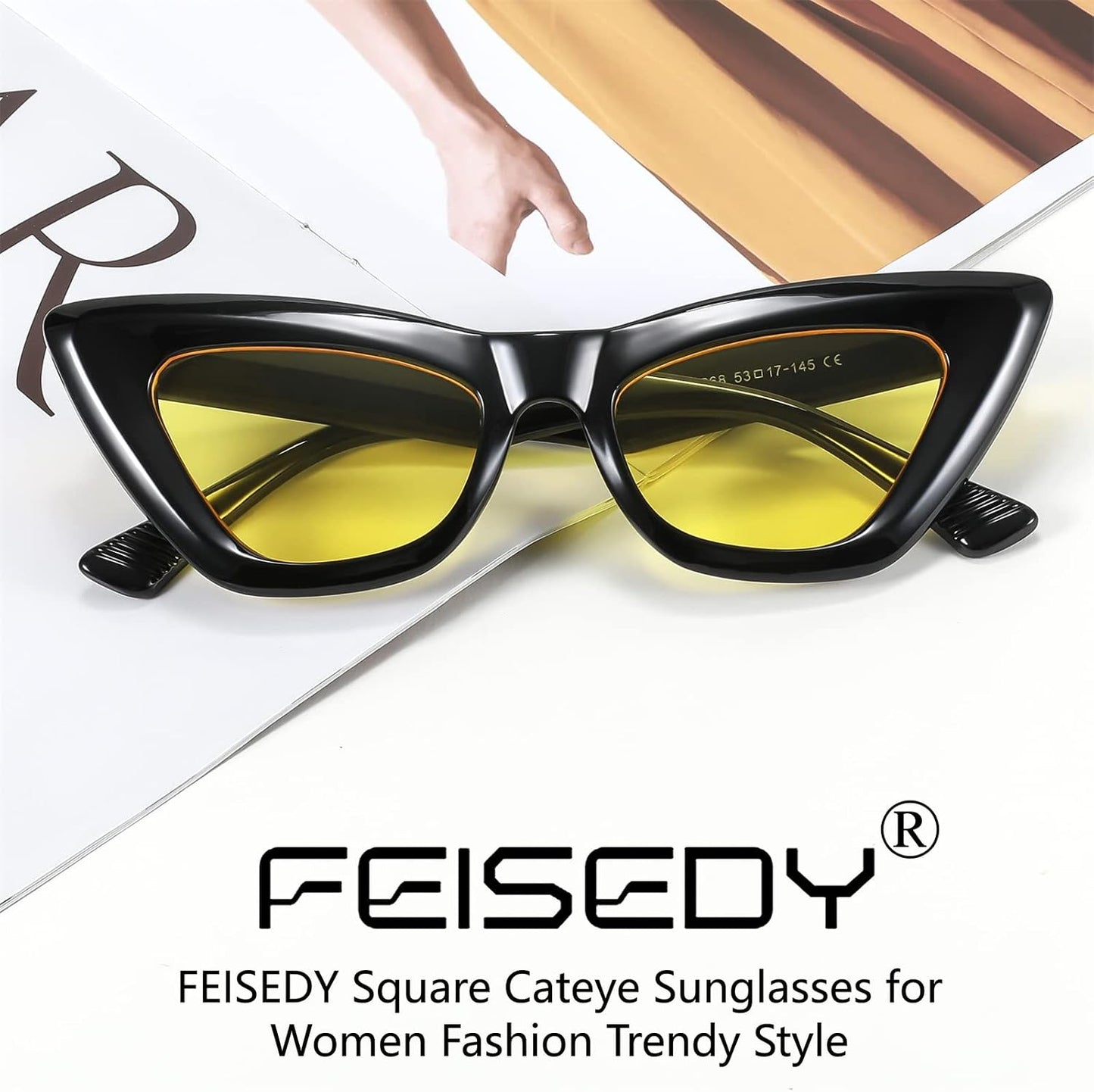 商品图片 10 | B09QKF53K5 | FEISEDY Vintage Small Cat Eye Sunglasses for Women Square Retro Cateye Eyewear B2869