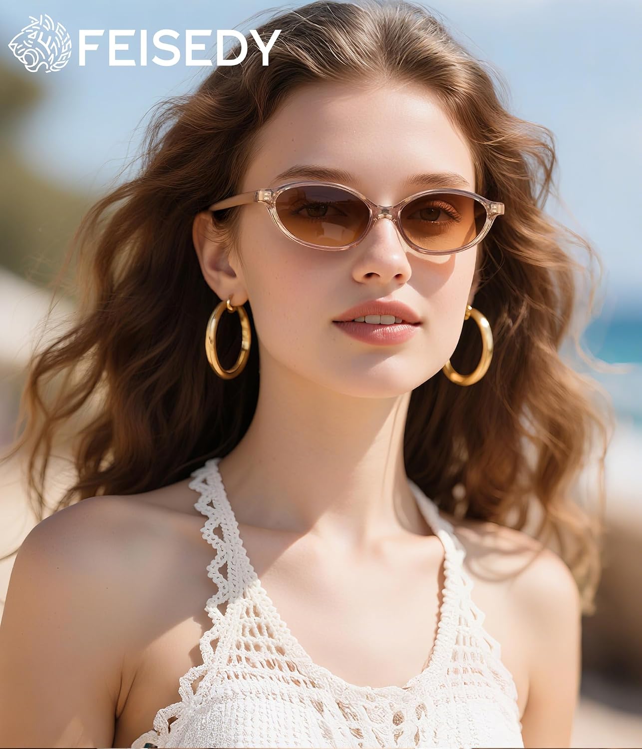 商品图片 17 | B0DMN6519L | FEISEDY Retro Oval Cat Eye Sunglasses for Women 90s Narrow Lightweight Shades Y2k Trendy Sunnies B0257