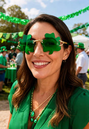 ÉÌƷͼƬ 10 | B0BX63CDKK | FEISEDY St. Patrick's Day Irish Shamrock Sunglasses Lucky Green Leprechaun Costume Eyeglasses for Women Men B2369