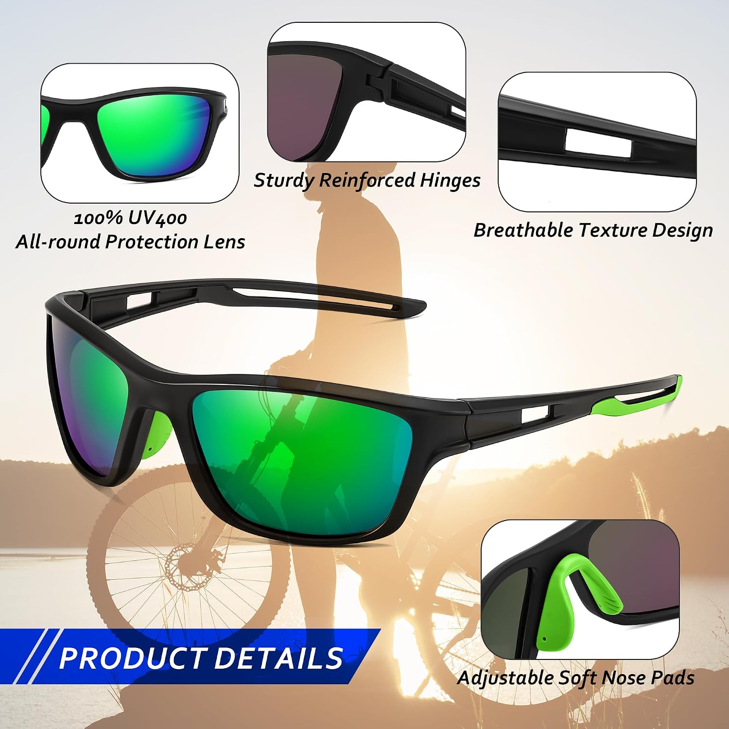 商品图片 18 | B0CTXW1SQG | FEISEDY Sports Polarized Sunglasses For Men Women Cycling Driving Fishing Running UV400 Protection B0125