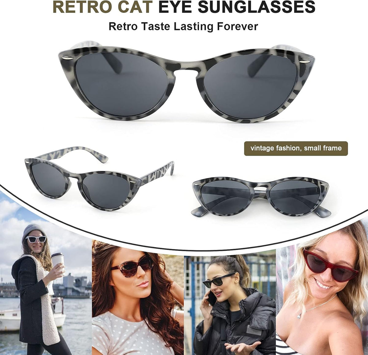 ÉÌƷͼƬ 3 | B08B8G5GR9 | FEISEDY Retro Cat Eye Sunglasses Women Men Vintage Small Cateye UV400 Sunglasses B2617