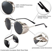 ÉÌƷͼƬ 26 | B09LYD9SW2 | FEISEDY Steam Punk Sunglasses for Men Women Side Shield Round Steampunk Vintage Glasses Shades B2518