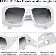 ÉÌƷͼƬ 17 | B0CYX6Y87W | FEISEDY Retro Oversized Avaitor Sunglasses for Women Men Bold Thick Frame Flat Top Shades B0126