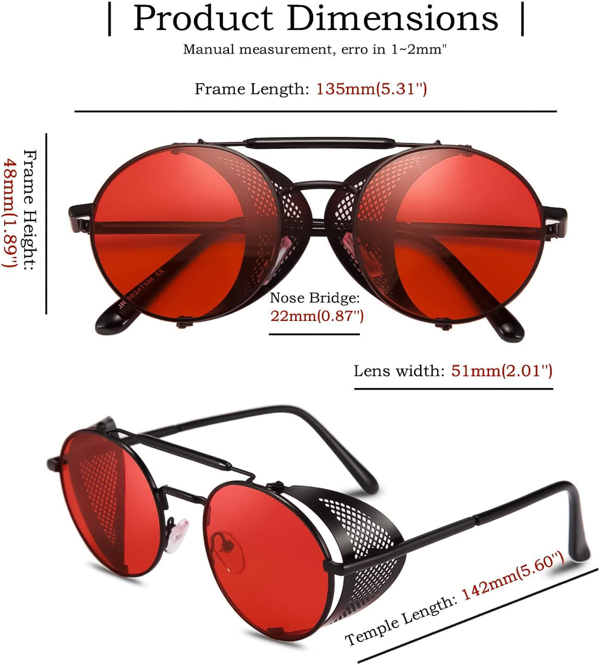 ÉÌƷͼƬ 32 | B09LYD9SW2 | FEISEDY Steam Punk Sunglasses for Men Women Side Shield Round Steampunk Vintage Glasses Shades B2518