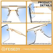 商品图片 11 | B0HFJXV98G | FEISEDY Rimless Aviator Sunglasses for Women Men Luxury UV400 Shades