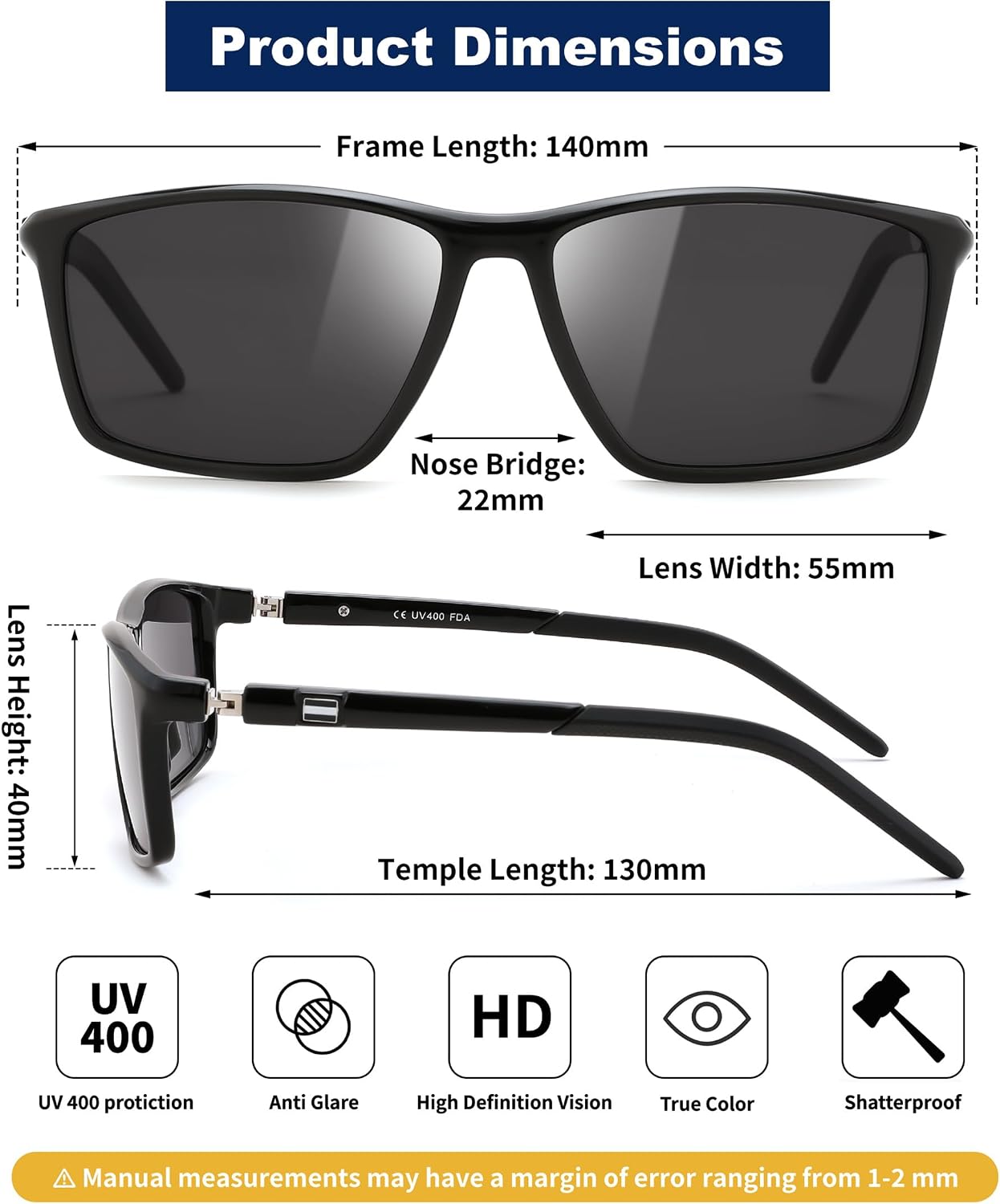 商品图片 7 | B0FG2HCVQL | FEISEDY Rectangle Sunglasses Women Men Trendy Classic Sunglasses Fashion Retro Vintage Square Frame Polarized UV400 B0288