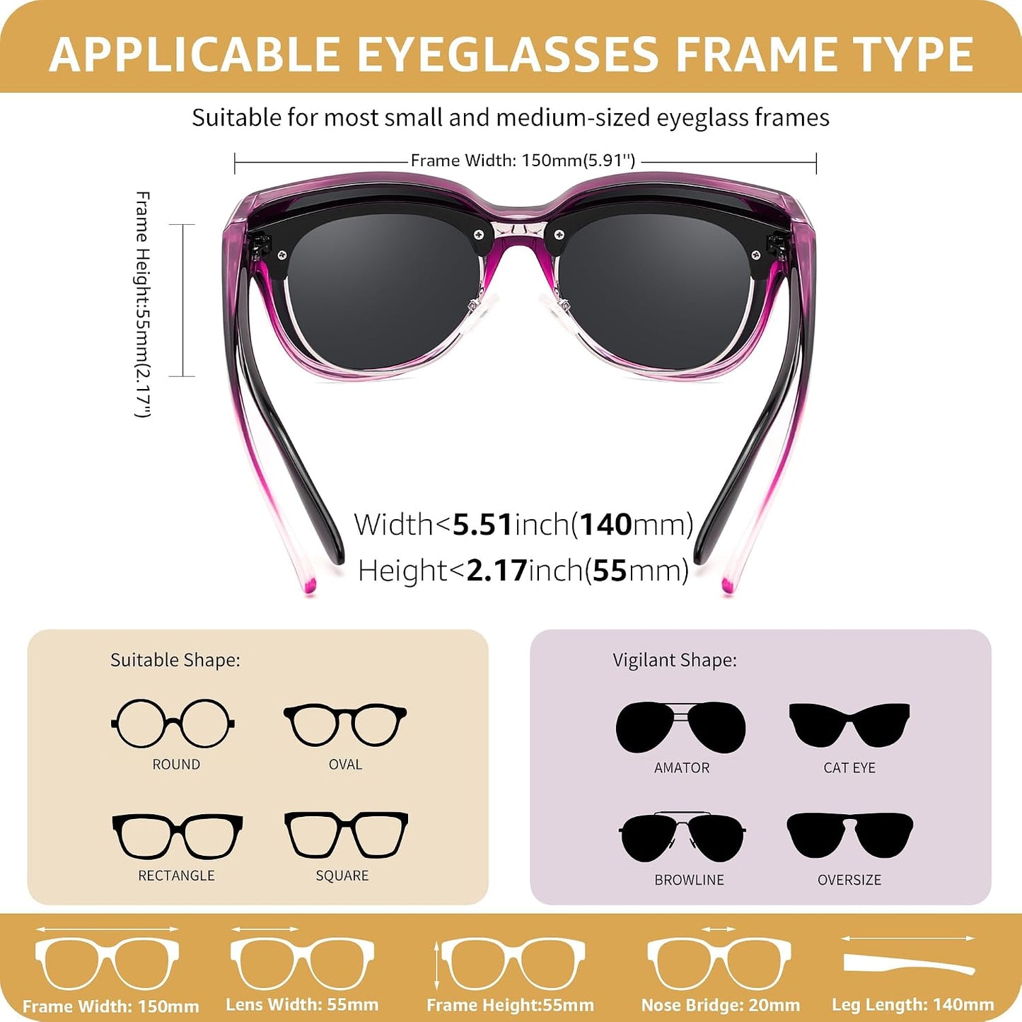 商品图片 74 | B0FRRT5Z37 | FEISEDY Fit Over Glasses Polarized Sunglasses, UV400 Protection for Driving & Outdoor Activities B0328