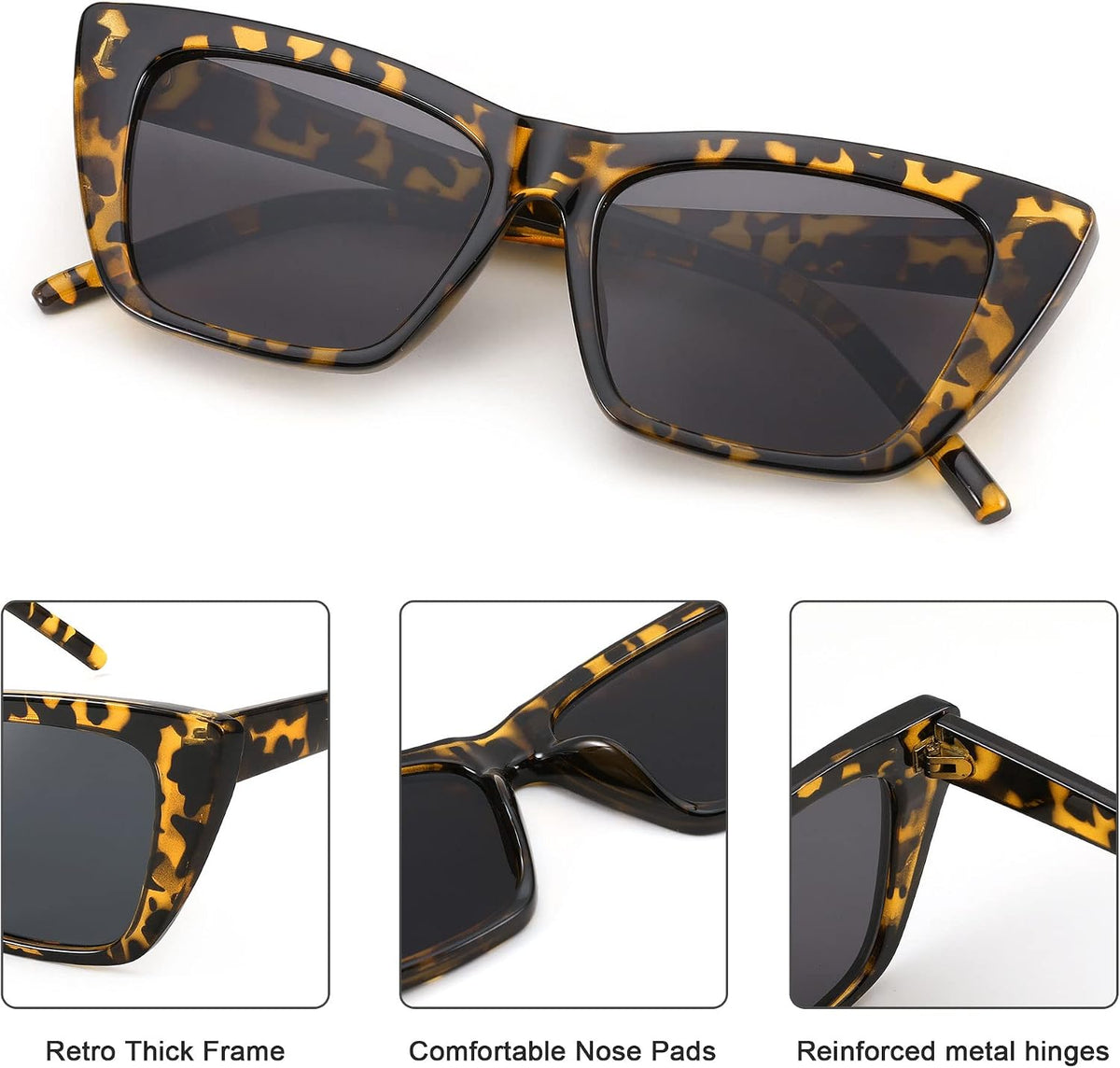 ÉÌƷͼƬ 4 | B0B9BPXGBG | FEISEDY Square Cat Eye Sunglasses Vintage Cateye Frame UV400 Protection Sunglasses B2719
