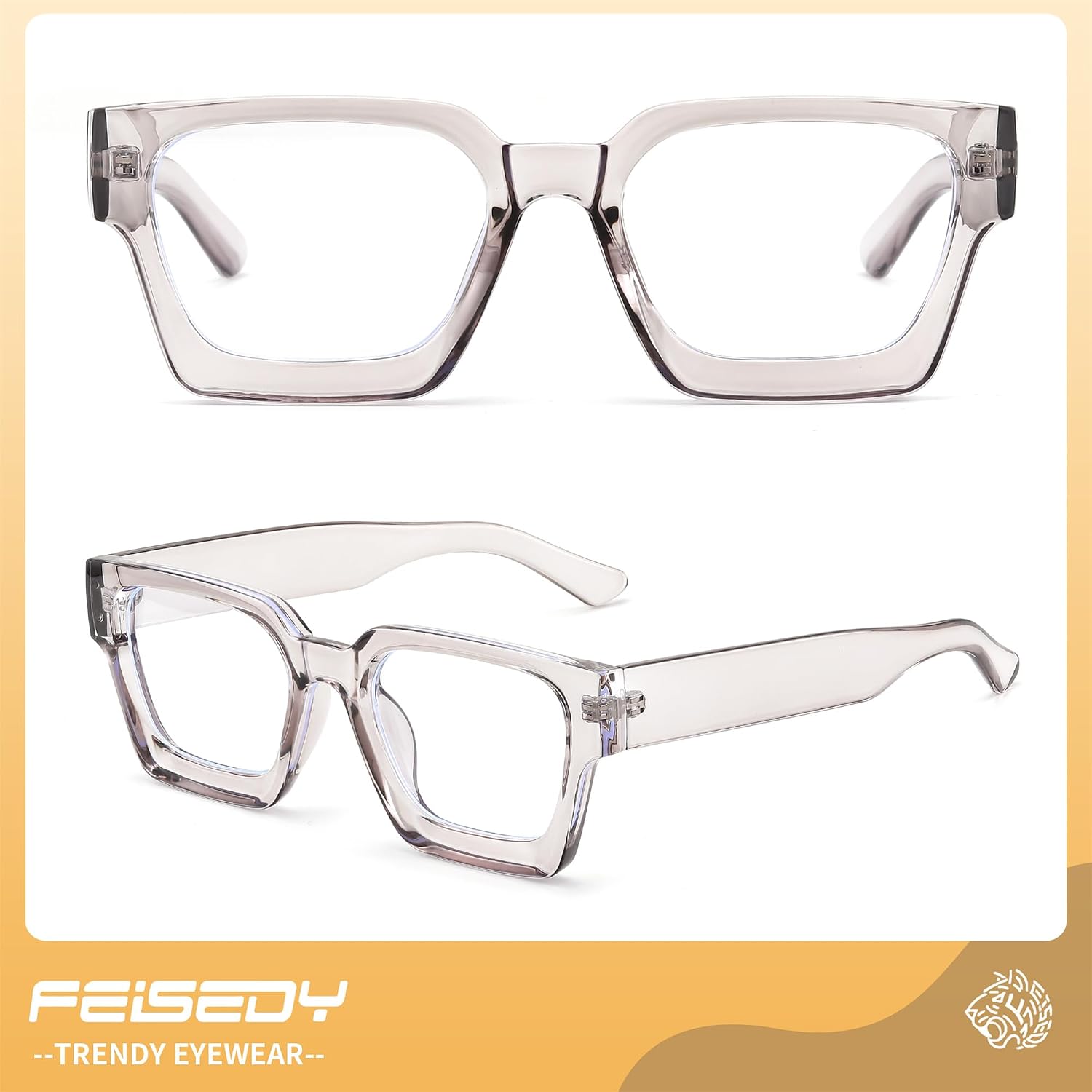商品图片 28 | B0DXDYMMPM | FEISEDY Retro Blue Light Blocking Glasses for Women Men 90s Classic Rectangle Frame Thick Chic Computer Eyeglasses B2383R