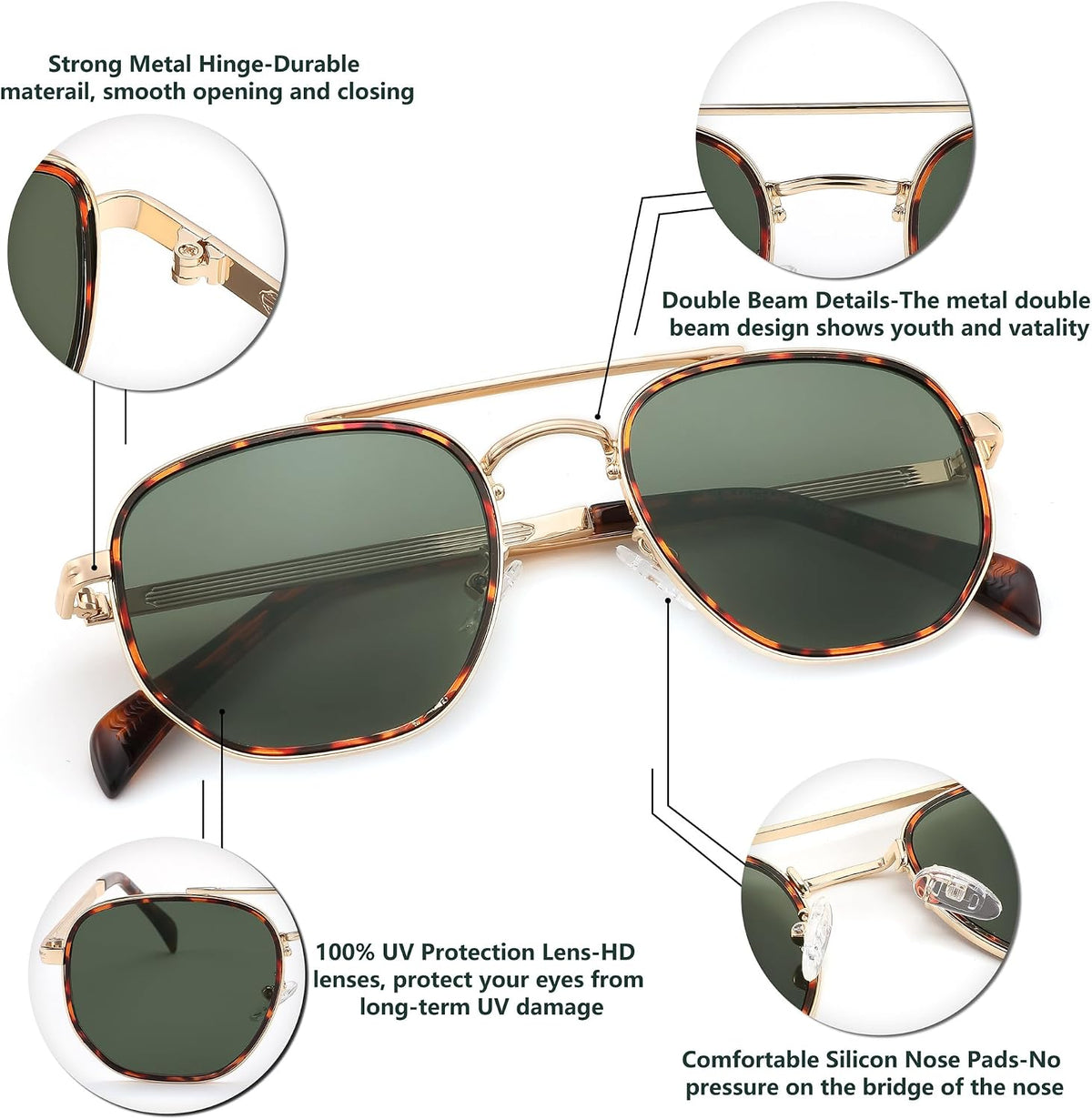 ÉÌƷͼƬ 17 | B0B38ZHMJL | FEISEDY Sunglasses Aviator Men Women 70s Sun Glasses Square Frame UV400 Protection B2953