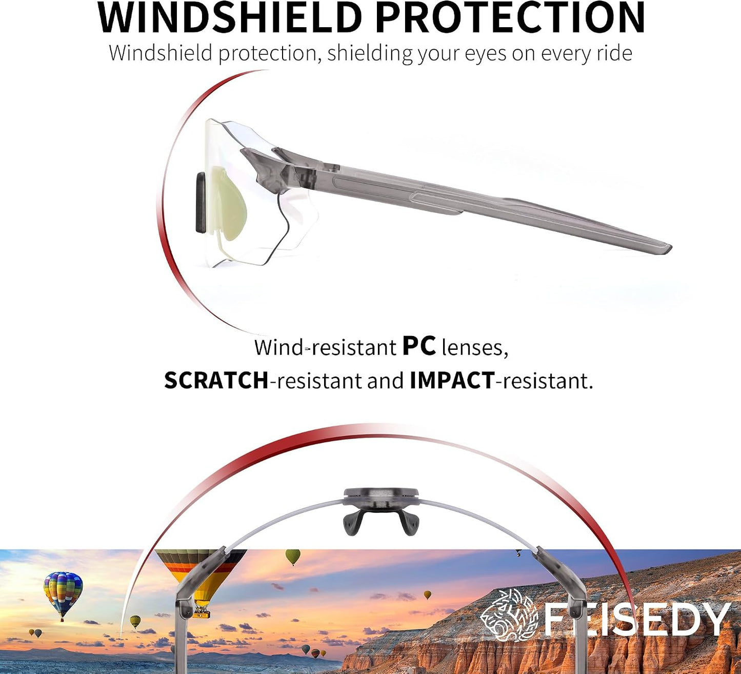 商品图片 22 | B0FHNVLT2X | FEISEDY Photochromic Cycling Glasses for Men Women Mountain Bike Sports Sunglasses UV Protection B0310