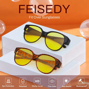ÉÌƷͼƬ 31 | B0FX4NQCGM | FEISEDY 2Pack Night Driving Glasses Over Glasses with Yellow Lenses Fit Over Polarized Nighttime Sunglasses B0331