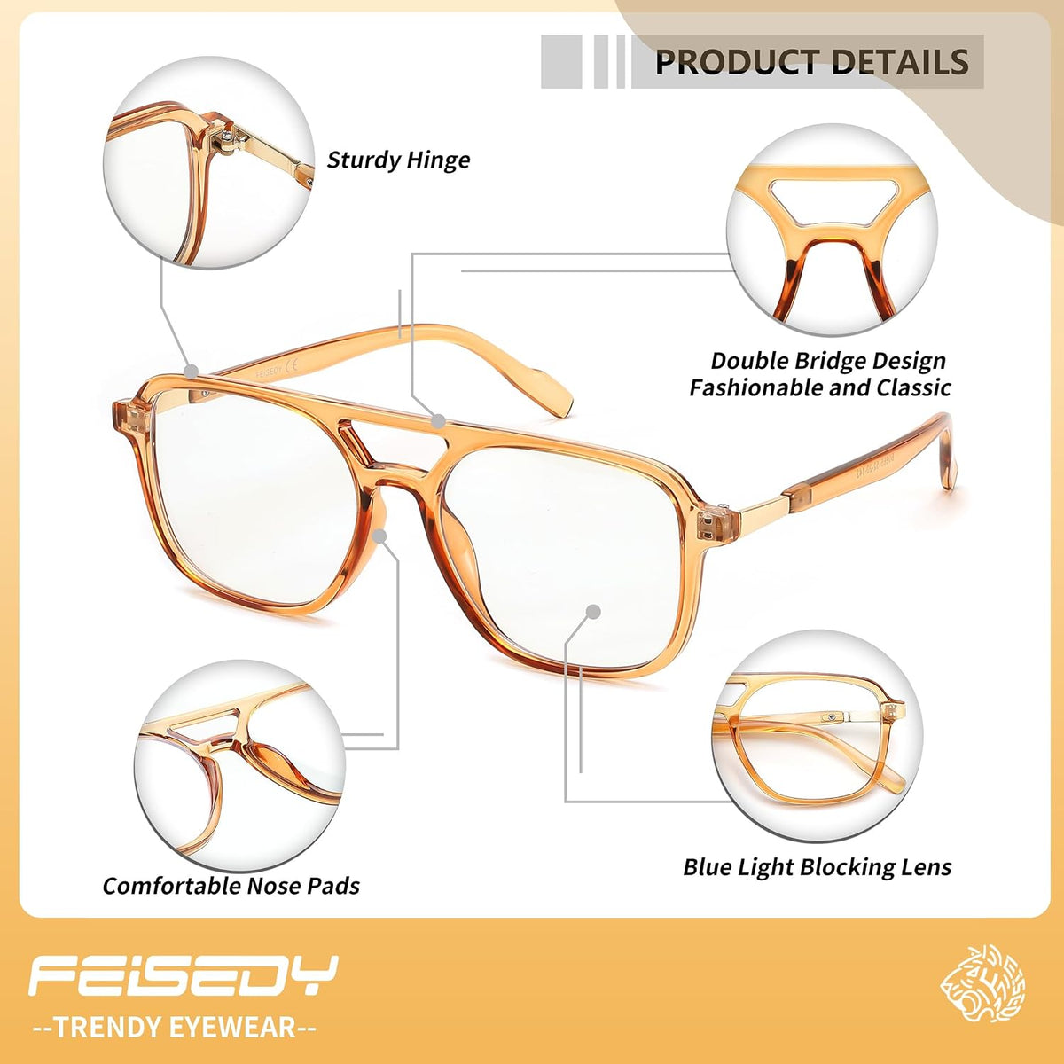 ÉÌƷͼƬ 14 | B0DPLTC8K6 | FEISEDY Vintage Square Blue Light Blocking Glasses Women Men 70s Flat Aviator Glasses Computer Anti Glare B0062