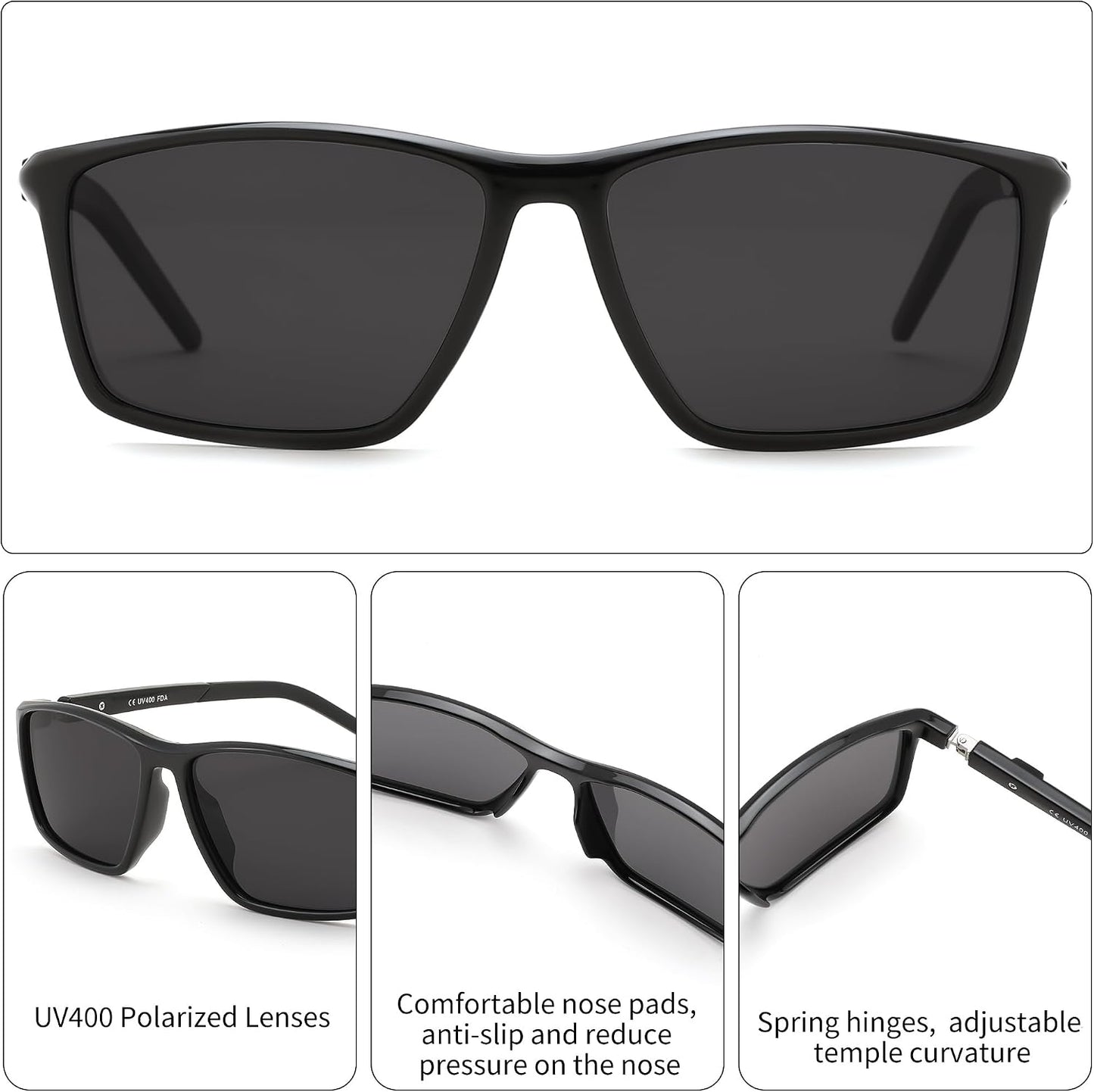 商品图片 4 | B0FG2HCVQL | FEISEDY Rectangle Sunglasses Women Men Trendy Classic Sunglasses Fashion Retro Vintage Square Frame Polarized UV400 B0288