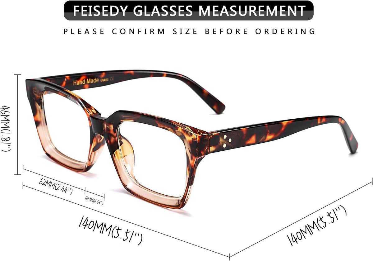 ÉÌƷͼƬ 51 | B082SGFPVF | FEISEDY Glasses Frame Womens, Square Thick Eyeglasses Frame, Classic Eyewear for Men B2461