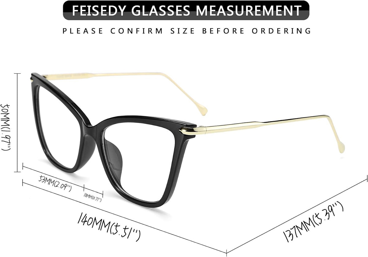 ÉÌƷͼƬ 5 | B07KK3P4KT | FEISEDY Oversized Cat Eye Glasses Frame with Clear Lenses Eyewear for Women B2460