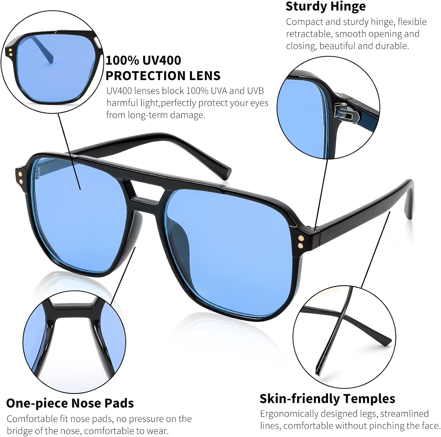 商品图片 107 | B09J8999GR | FEISEDY Retro Square Aviator Sunglasses Women Men 70s Vintage Trendy Plastic Frame Sun Glasses B2835