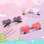 ÉÌƷͼƬ 6 | B0D9428ZX6 | FEISEDY Melting Flame Heart Sunglasses For Women Men Trendy Rimless Fire Shaped Party Glasses B2366