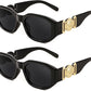 2 Pack Black+black / 54 Millimeters | B0F25VNL14 | FEISEDY Retro Trendy Rectangle Sunglasses Women Men Narrow Shades B2322