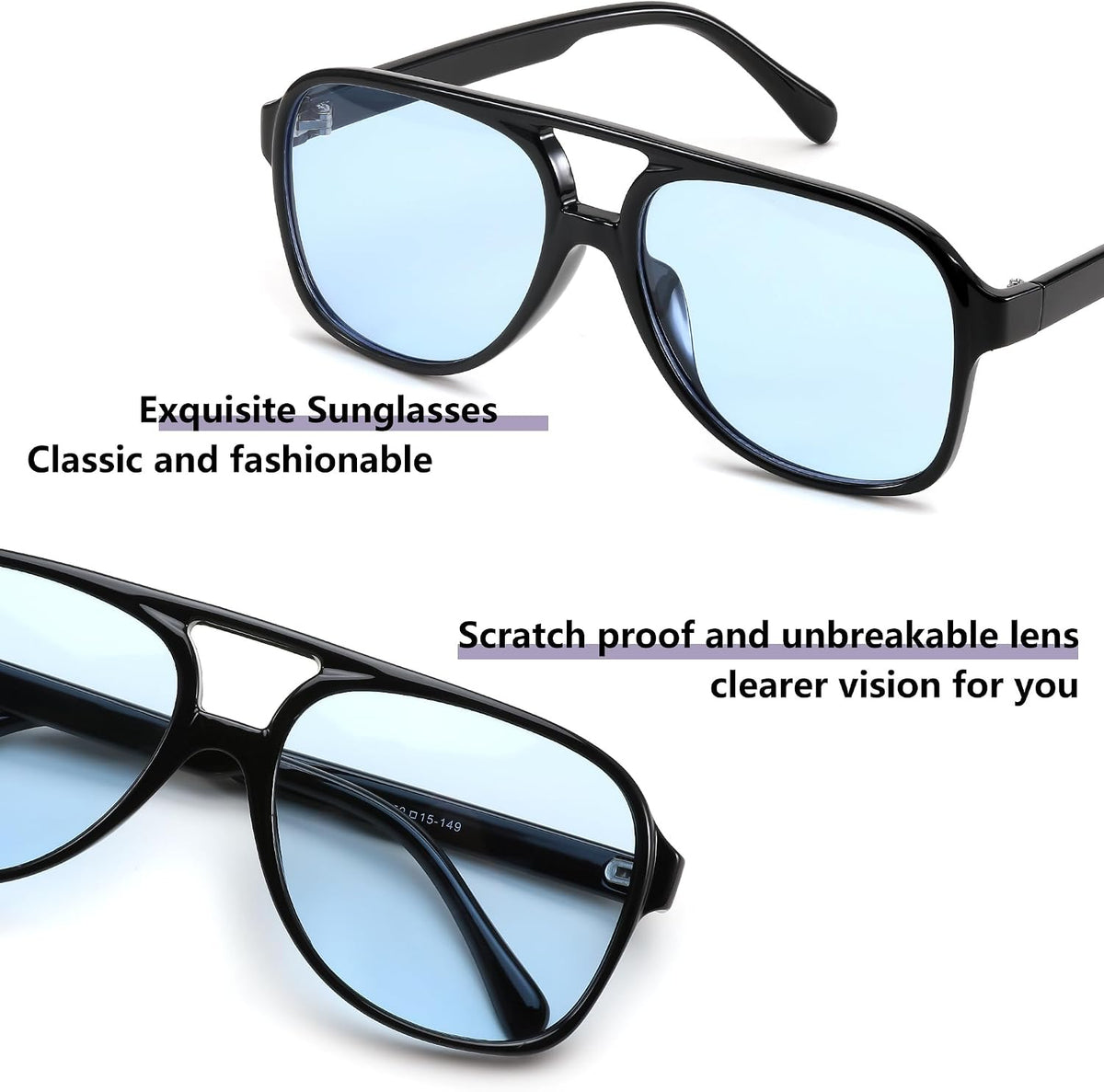 ÉÌƷͼƬ 75 | B0CB543WBD | FEISEDY Vintage Retro 70s Plastic Aviator Sunglasses Women Men Classic Large Squared Frame B2751