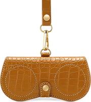 ÉÌƷͼƬ 19 | B0H4QTYMQP | FEISEDY Soft Crocodile Textured Leather Sunglass Bag, Portable Glasses Pouch With Button Clip Wrist Strap B0366