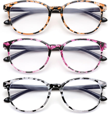 Multicolor / 2.5 x | B0DG5P5J7C | FEISEDY 3 Pack Lightweight Square Blue Light Reading Glasses for Women Trendy Tortoise Clear Readers B0238