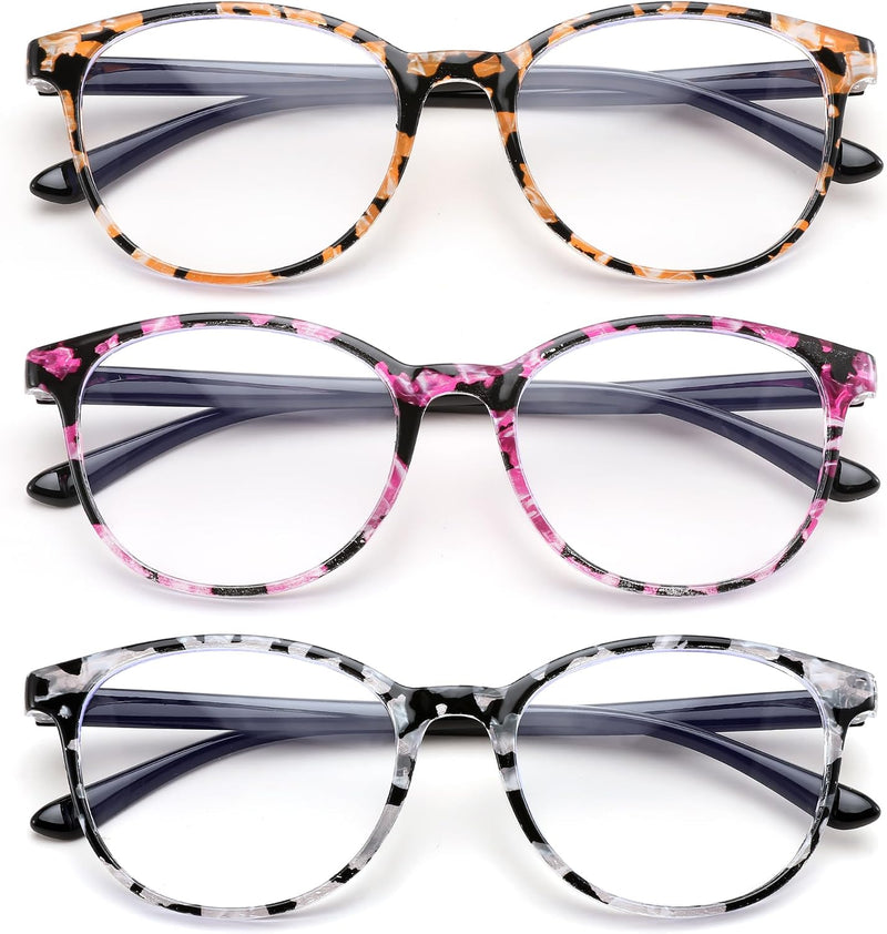 Multicolor / 2.5 x | B0DG5P5J7C | FEISEDY 3 Pack Lightweight Square Blue Light Reading Glasses for Women Trendy Tortoise Clear Readers B0238