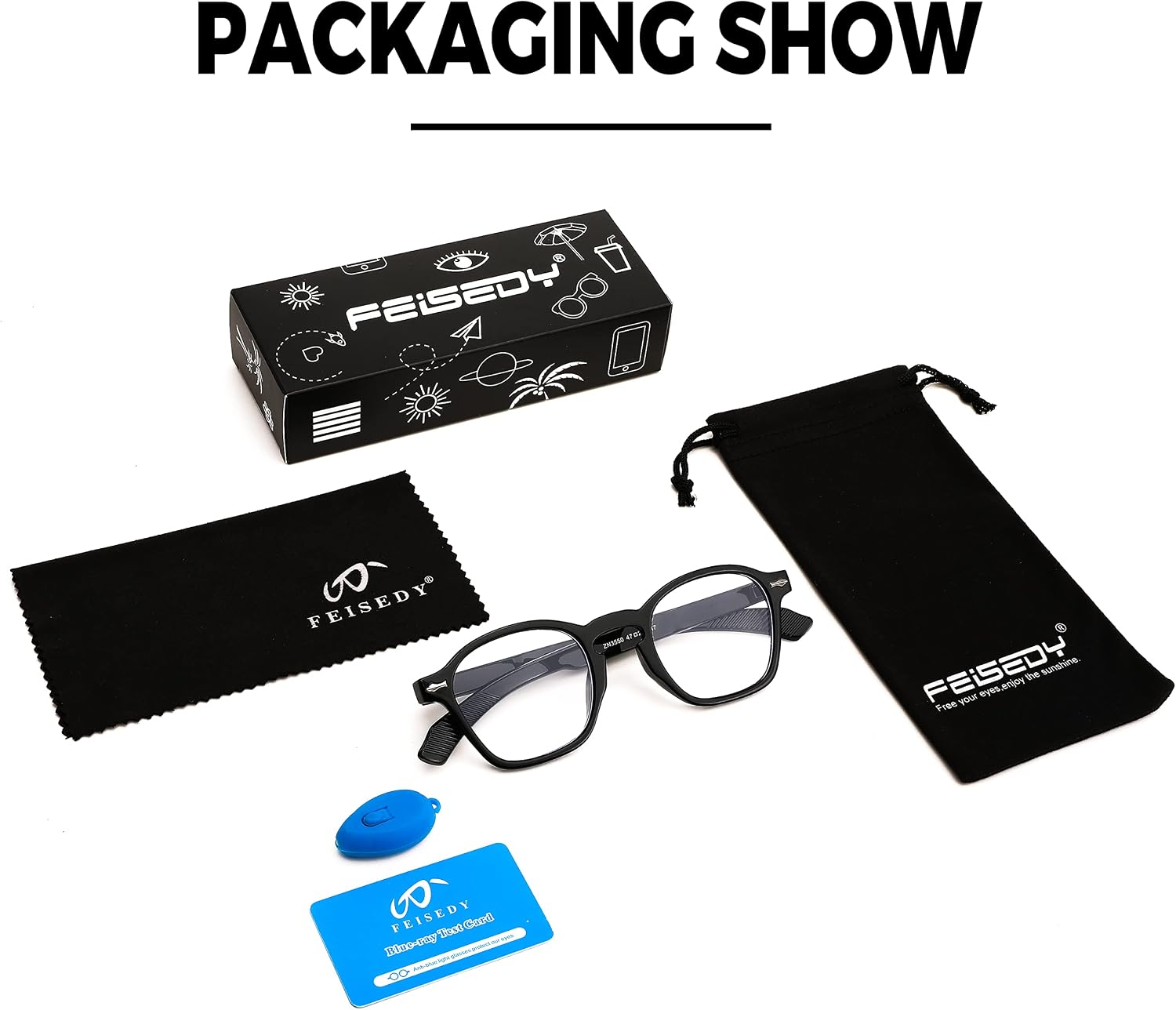 商品图片 7 | B0B7MDH4RM | FEISEDY Women Men Blue Light Blocking Computer Glasses Retro Small Round Sqaure Frame Eyewear B2928