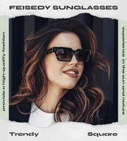 ÉÌƷͼƬ 2 | B0CHMMTXNK | FEISEDY Retro Rectangle Sunglasses Trendy Chunky Square Sun Glasses for Women Men UV400 Protection B0073