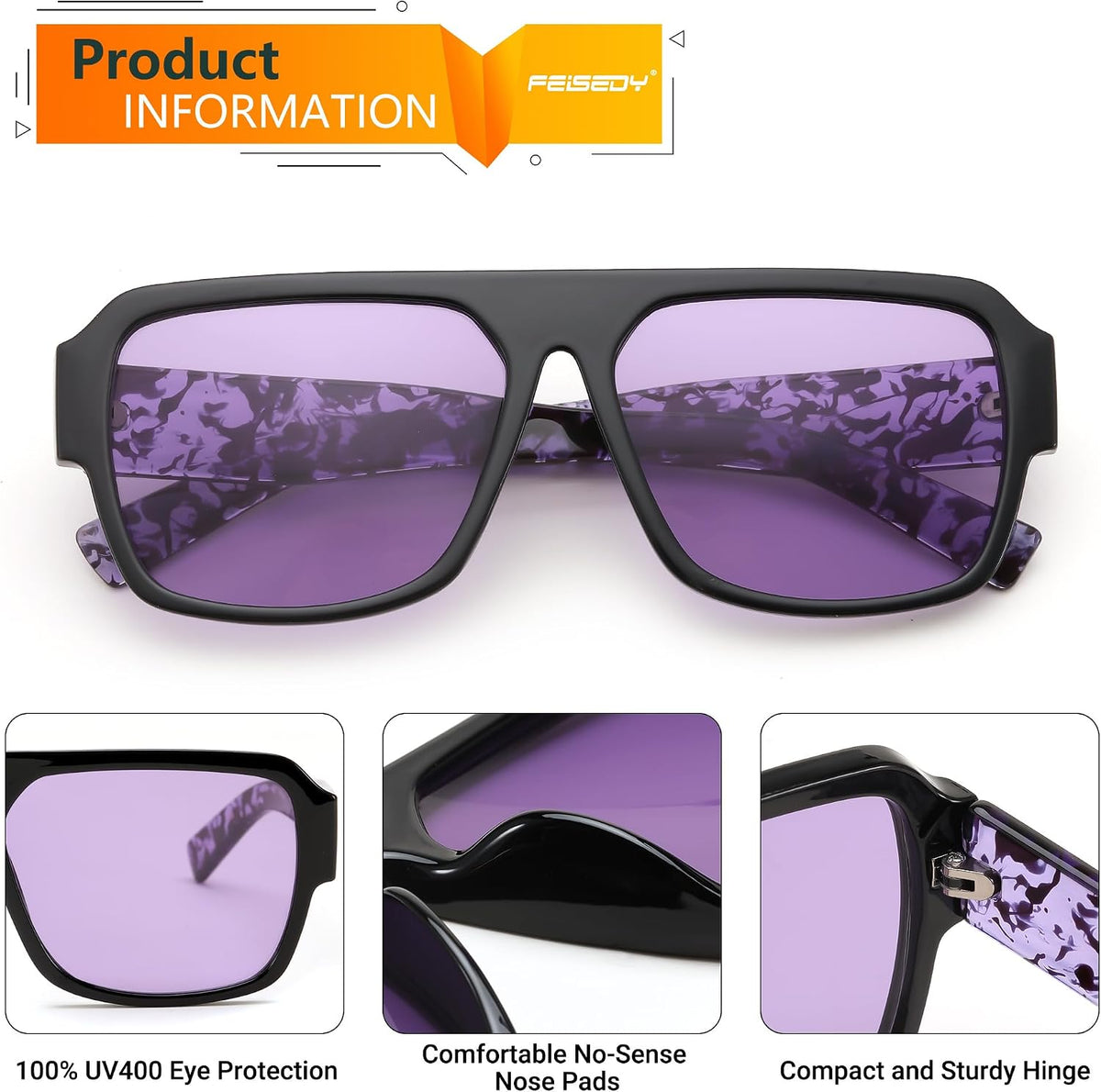 ÉÌƷͼƬ 19 | B0D3M21LQ4 | FEISEDY Square Sunglasses for Women Men Rectangle Classic Sunglasses Designer Thick Frame Shades Sun Glasses UV400 B0166