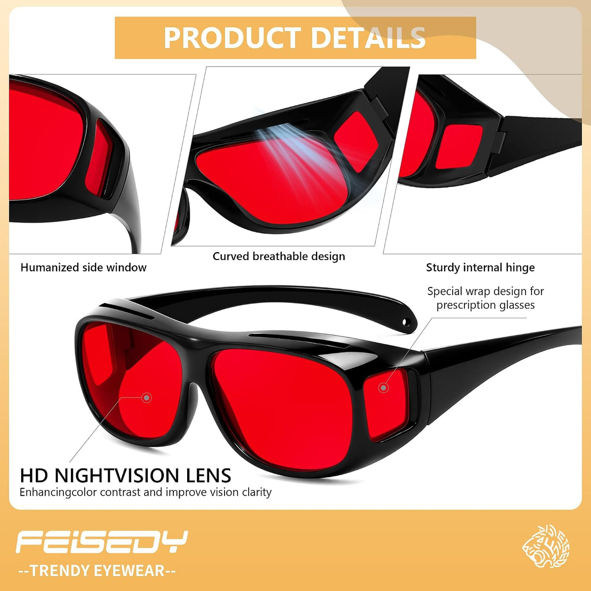 ÉÌƷͼƬ 15 | B0FWBRF3SR | FEISEDY Fit Over Glasses Sunglasses, Work Safety Goggles for Men Women, Wrap Around Sunglasses Outdoors B0343