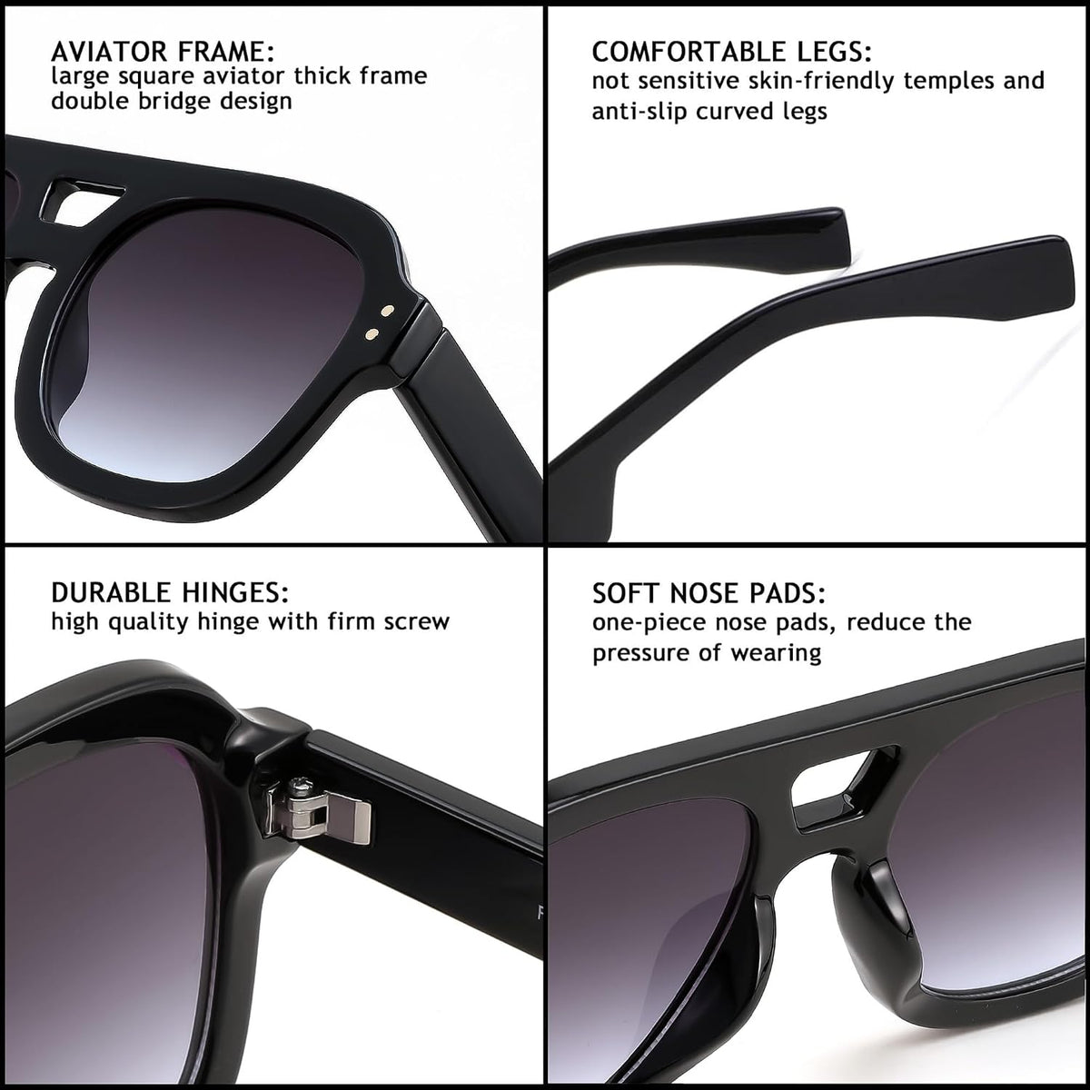 ÉÌƷͼƬ 85 | B09KV1MSHN | FEISEDY Aviator Sunglasses For Women Men Square Chunky Trendy Eyewear B2846